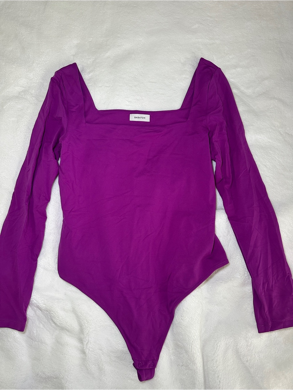 Babaton Vivid Magenta Square-Neck Long-Sleeve Bodysuit